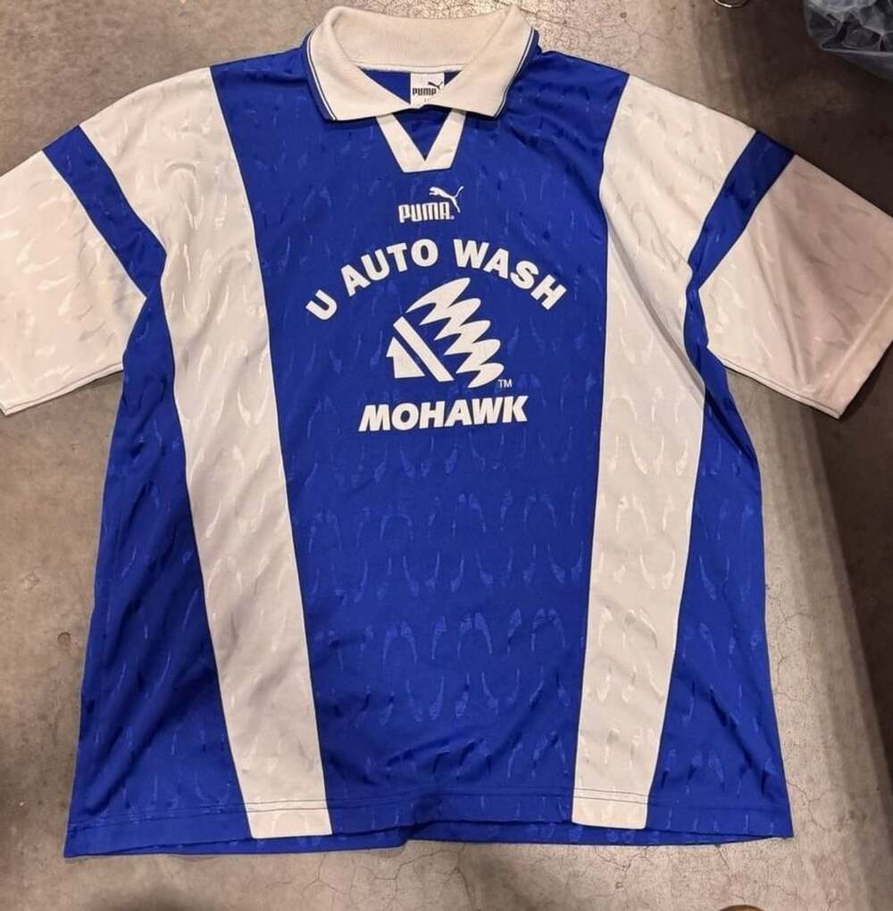 Puma Vintage Soccer Jersey Size L Blue White U Auto Wash Mohawk #10